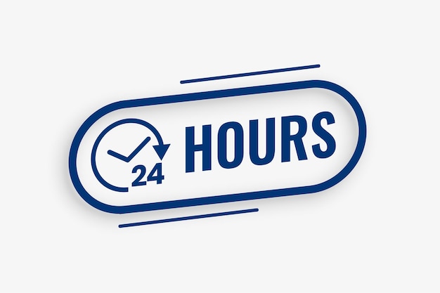 Free Vector 24 hour open service assistance background with clock design vector