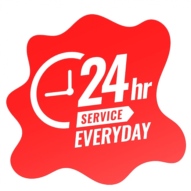 Free Vector 24 hour service everyday banner with clock design