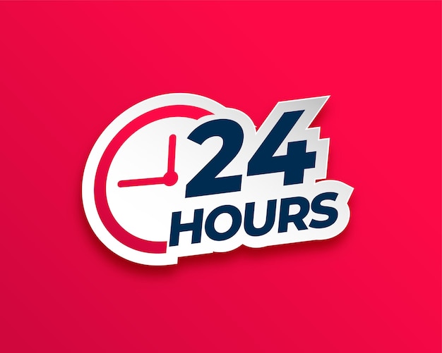 Free vector 24 hours everyday service concept sticker with clock sign