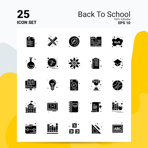 25 Back To School Icon Set Business Logo Concept Ideas Solid Glyph icon 