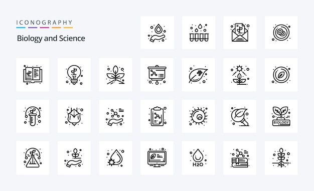 25 Biology Line icon pack