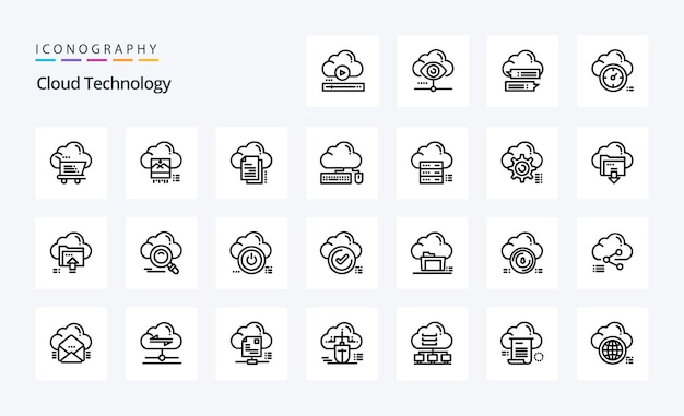 25 Cloud Technology Line icon pack Vector icons illustration