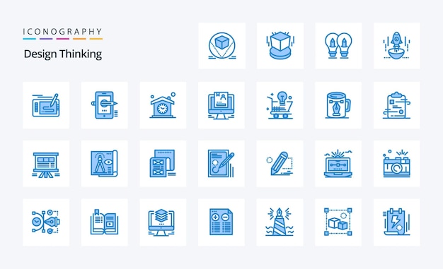 Free Vector 25 design thinking blue icon pack vector icons illustration