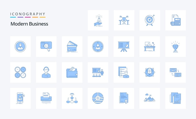 25 Modern Business Blue icon pack Vector icons illustration