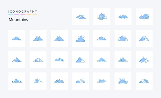 25 Mountains Blue icon pack Vector icons illustration