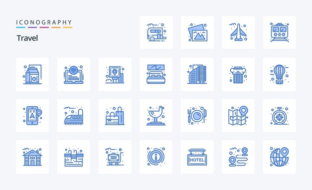 25 Travel Blue icon pack Vector icons illustration