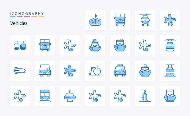 25 Vehicles Blue icon pack