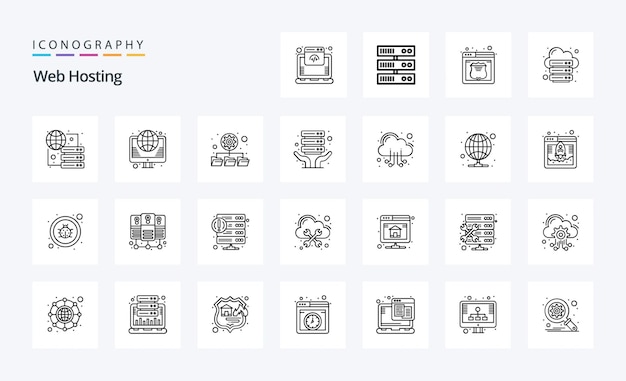 Free vector 25 web hosting line icon pack vector icons illustration