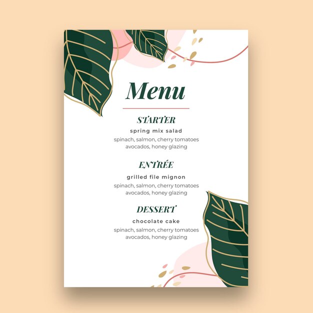 25 years anniversary menu template