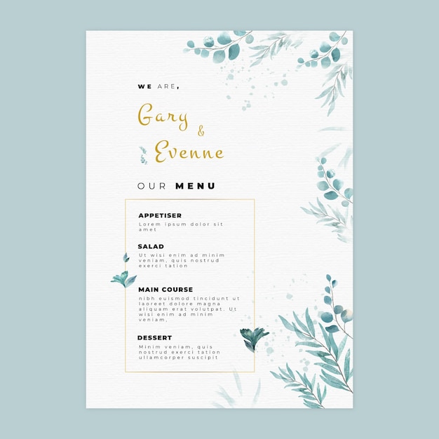 25 years anniversary menu template