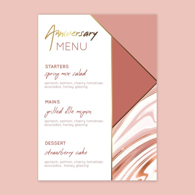 25 years anniversary menu