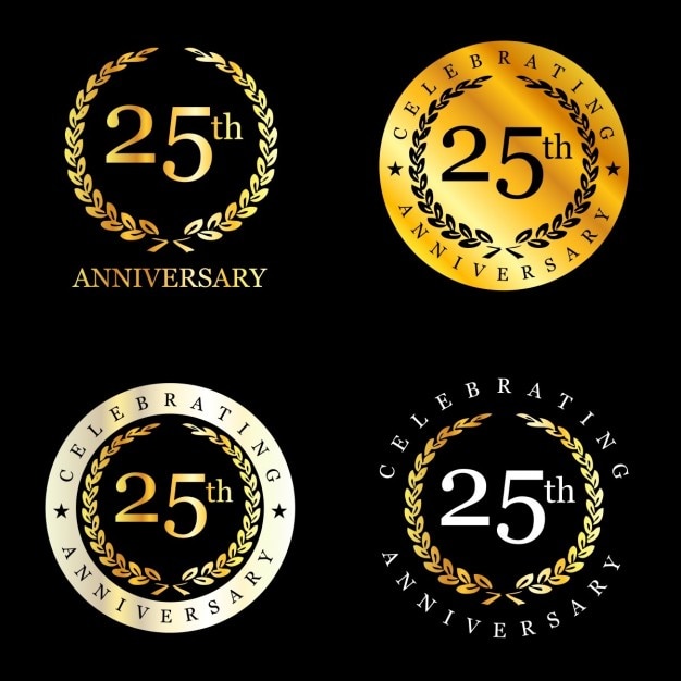 Free vector 25 years celebrating laurel wreath badge