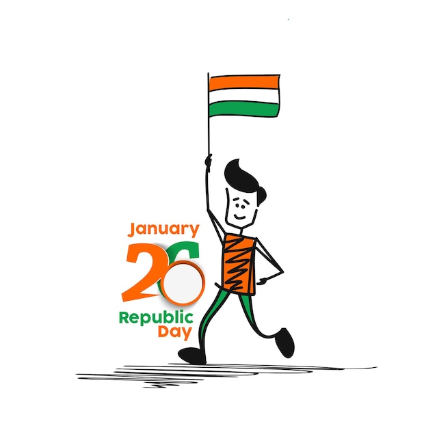 26 january Republic day concept a boy with hand holding indian flag