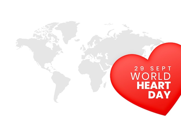 Free Vector 29th sept international heart day background with world map design