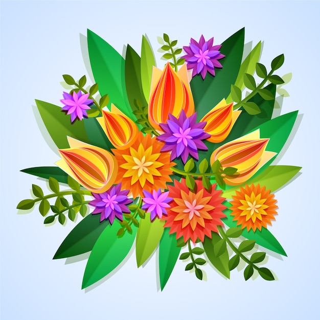 2d colorful gradient paper style flowers