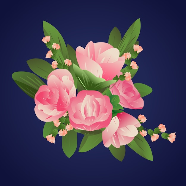 2d colorful gradient paper style roses