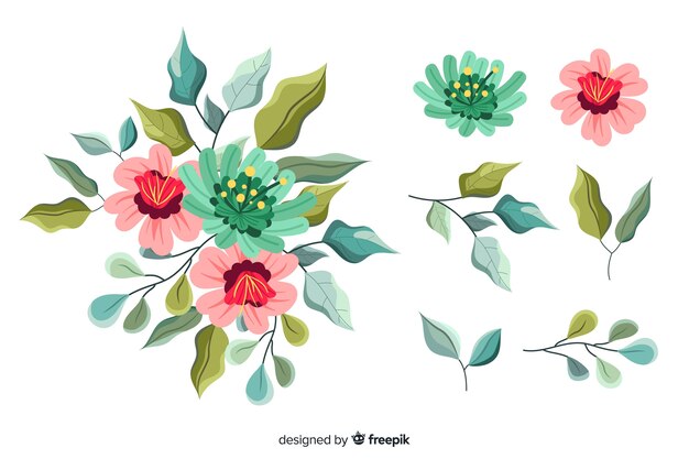 2d floral bouquet illustration pack