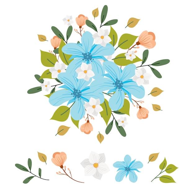 2d flowers bouquet collection illustration