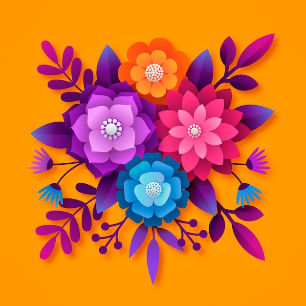 2d gradient paper style flowers