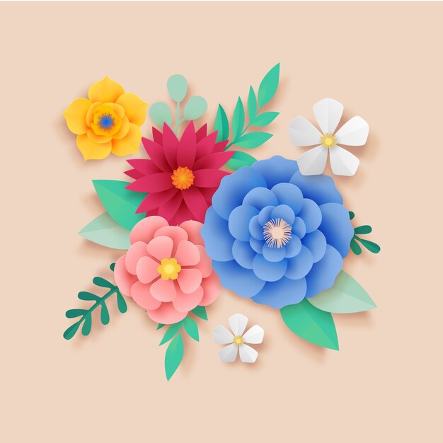 2d gradient paper style flowers