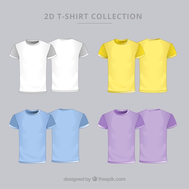 Free Vector 2d t-shirt collection in different colors