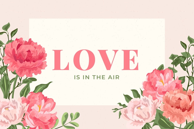 Free Vector 2d vintage flowers background with love in the air lettering