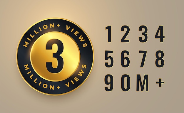 3 million video views count label design