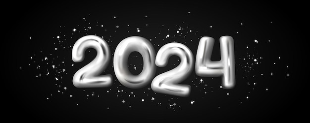 Free vector 3d 2024 text for happy new year banner