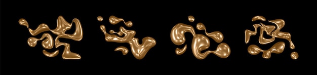 Free Vector 3d abstract gold liquid shape metal fluid object