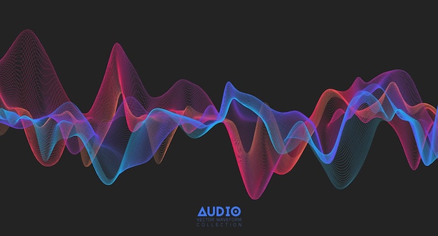 3d audio soundwave. Colorful music pulse oscillation. Glowing impulse pattern.