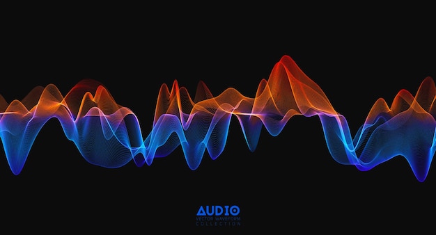 Free Vector 3d audio soundwave. colorful music pulse oscillation. glowing impulse pattern.