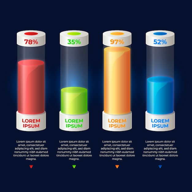 3d bars colorful infographic template