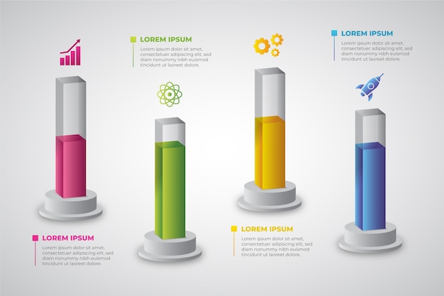 Free Vector 3d bars infographic design