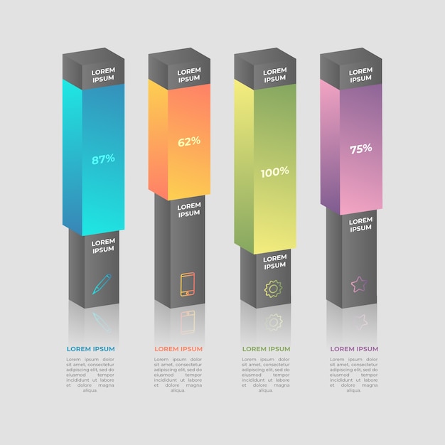 Free Vector 3d bars infographic template