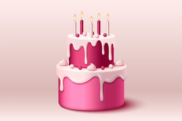 Free vector 3d birthday cake with candles