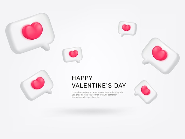 Free Vector 3d bubble speech message icon with heart isolated love message on social media concept