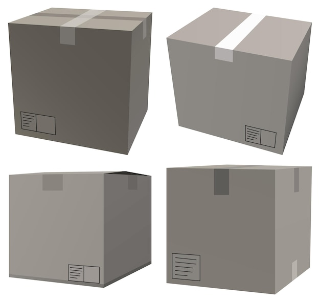 Free Vector 3d cardboard boxes isolated