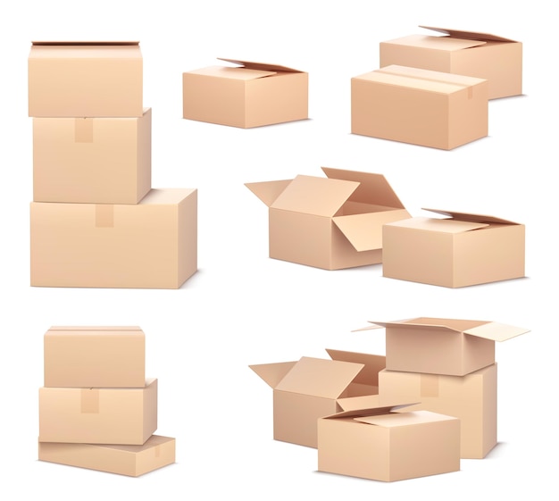 3d cardboard parcel box for package delivery icon