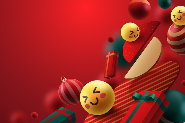 3d christmas background with emojis