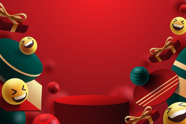 3d christmas background with emojis