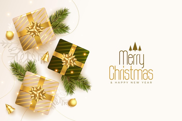 Free Vector 3d christmas elements realistic greeting card design