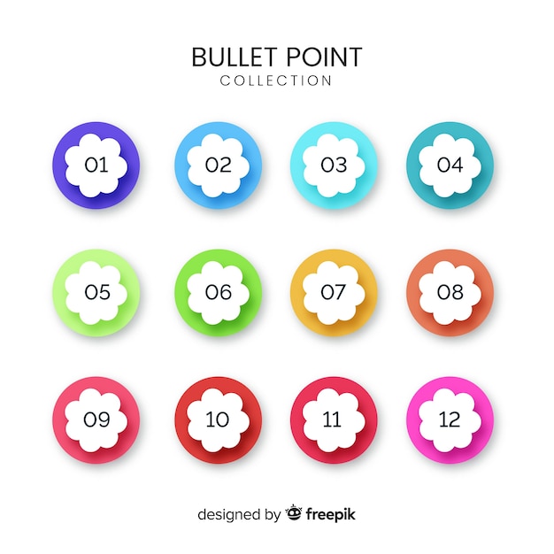 3d colorful bullet point collection