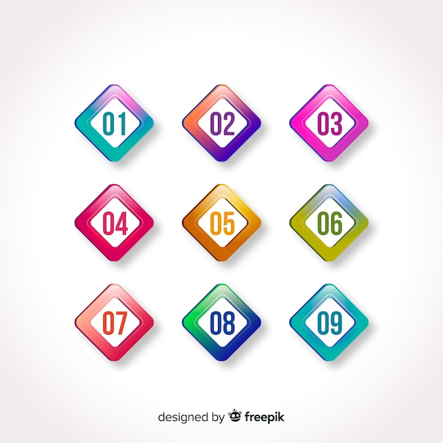 3d colorful bullet point collection