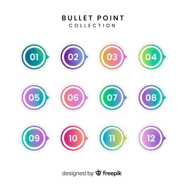 3d colorful bullet point collection