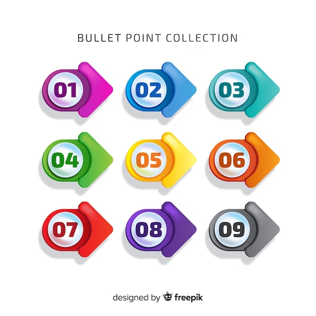 3d colorful bullet point collection