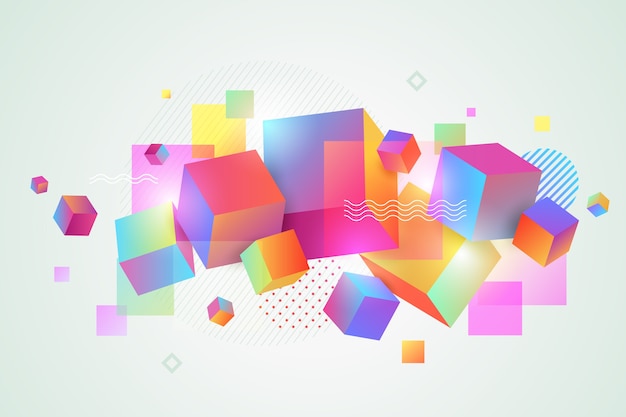 3d colourful layered geometric shapes for landing pages