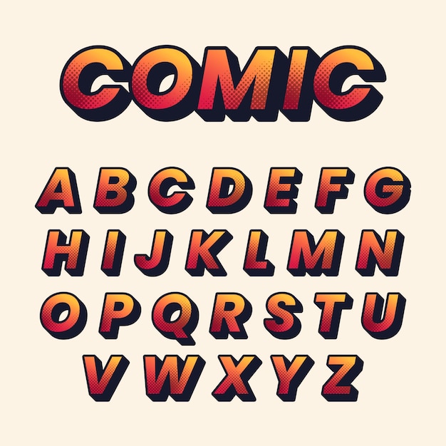 3d comic alphabet