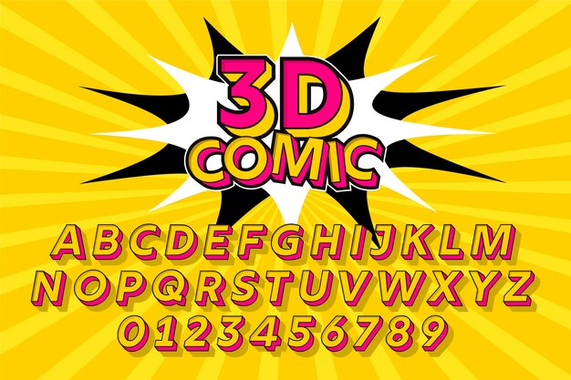 3d comic design for alphabet collection