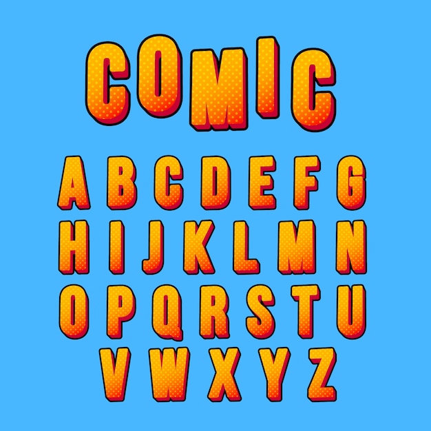 3d comic style alphabet