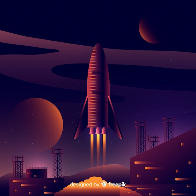 Free Vector 3d dark rocket background